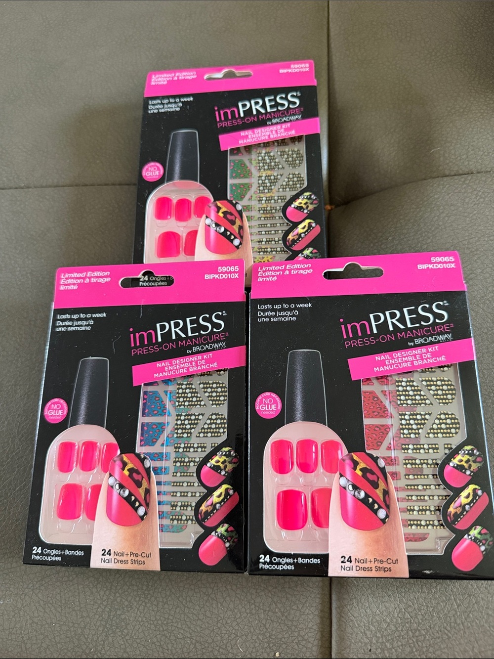 imPRESS Pink Multicolor Stripe Press-On Manicure Kit